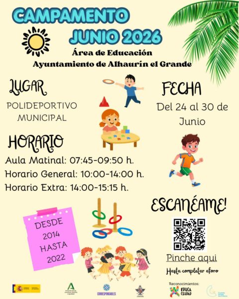 Campamento de Verano para niñas y niños 2026 Alhaurín el Grande