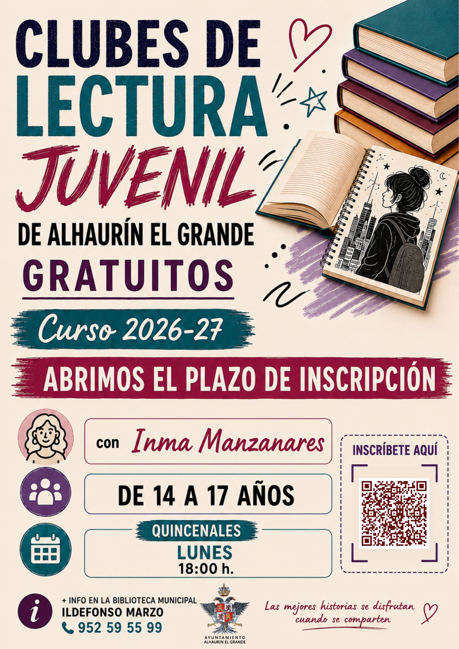Abierto el plazo para inscribirse en los Clubes de Lectura de Alhaurín el Grande 2026-27